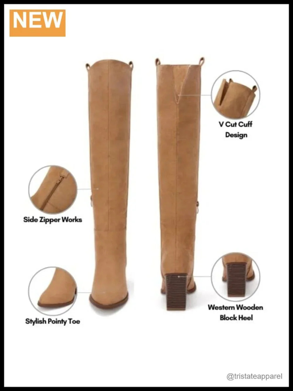 Women's Over Knee Stretch Faux Suede Boots Chunky Heel Pointed Toe Side Zip